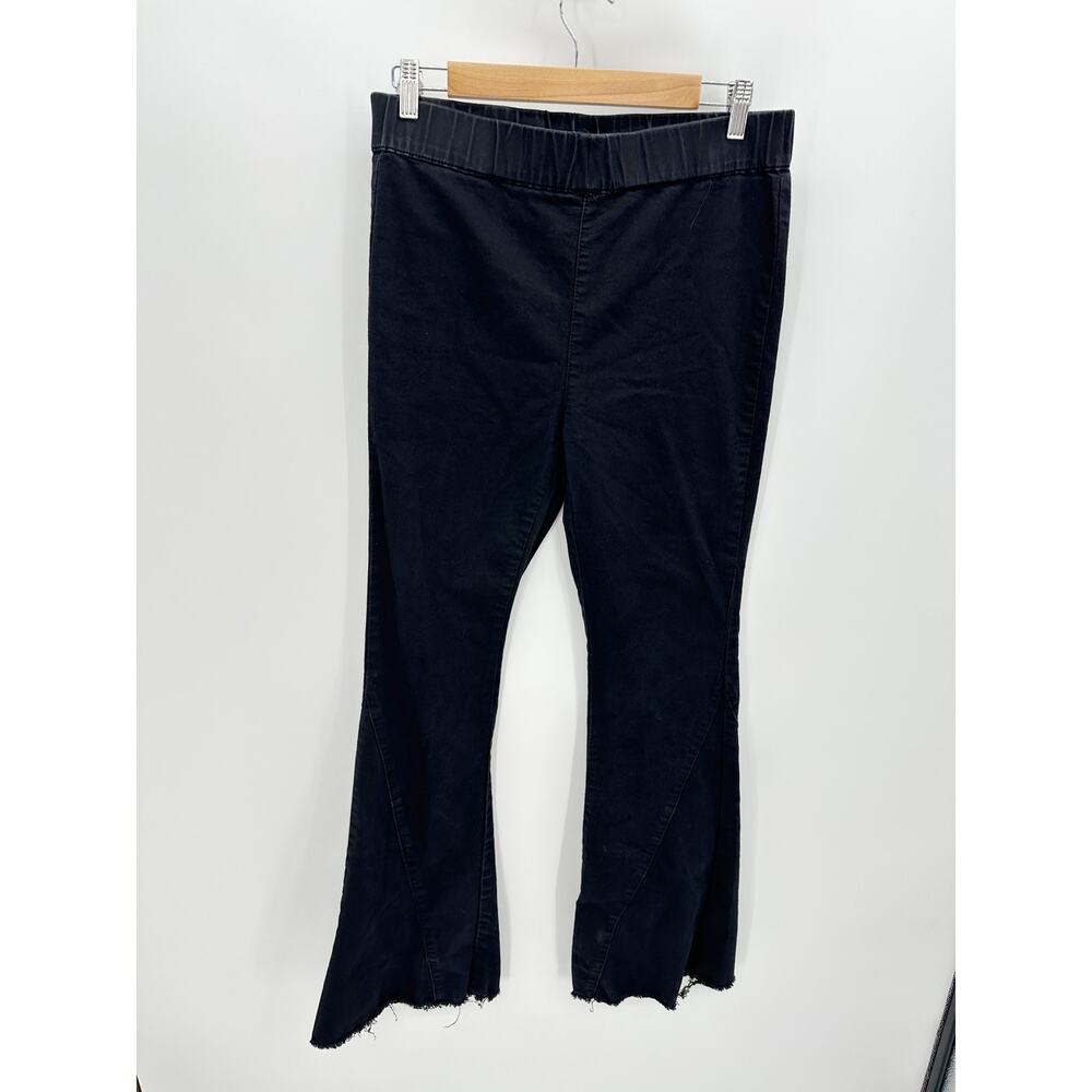Blue‎ Blush Black Denim Stretch Flare Leg Pants Elastic Waist Wide Leg Large